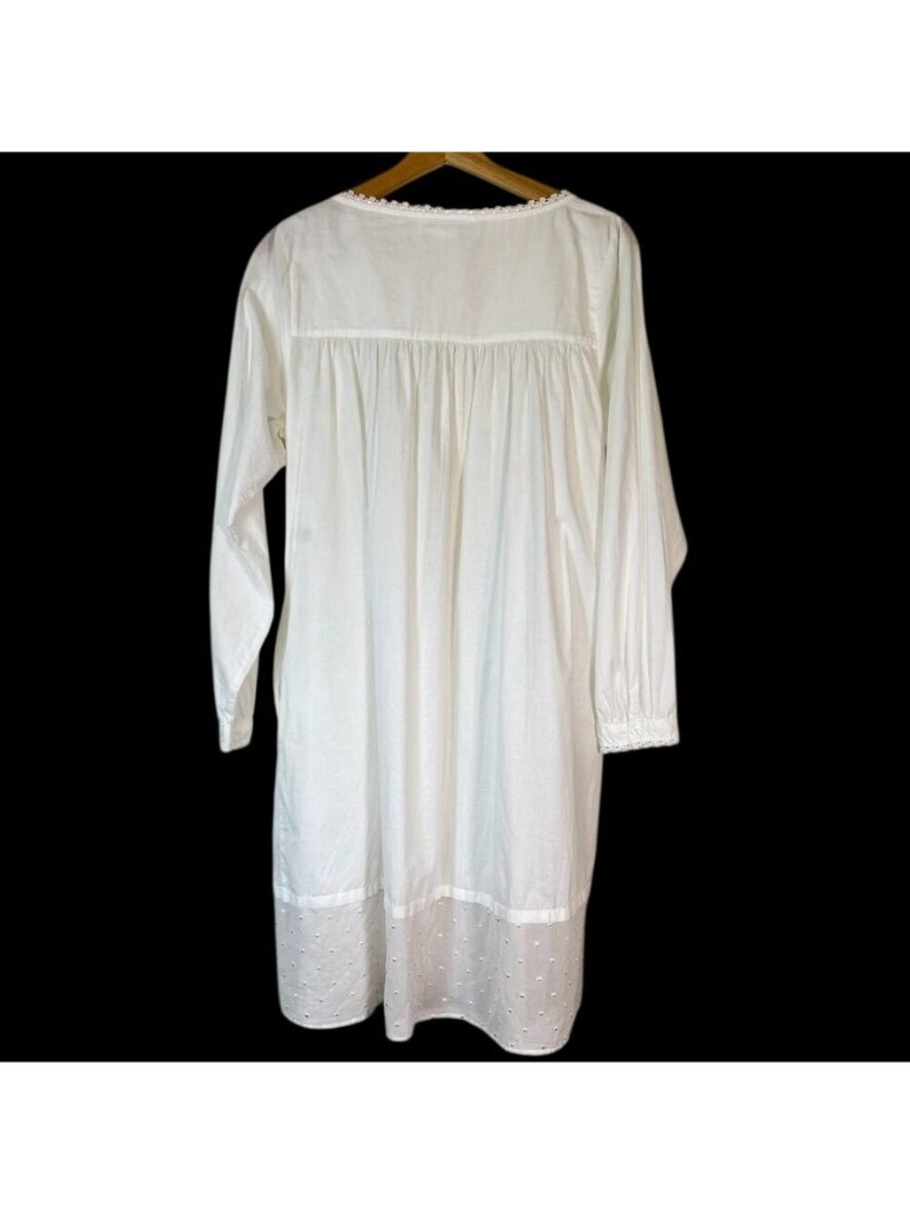 VTG Eileen West Traditional Nightgown Sz S White Pink Swiss Dot Lace Cottagecore - Picture 3 of 13